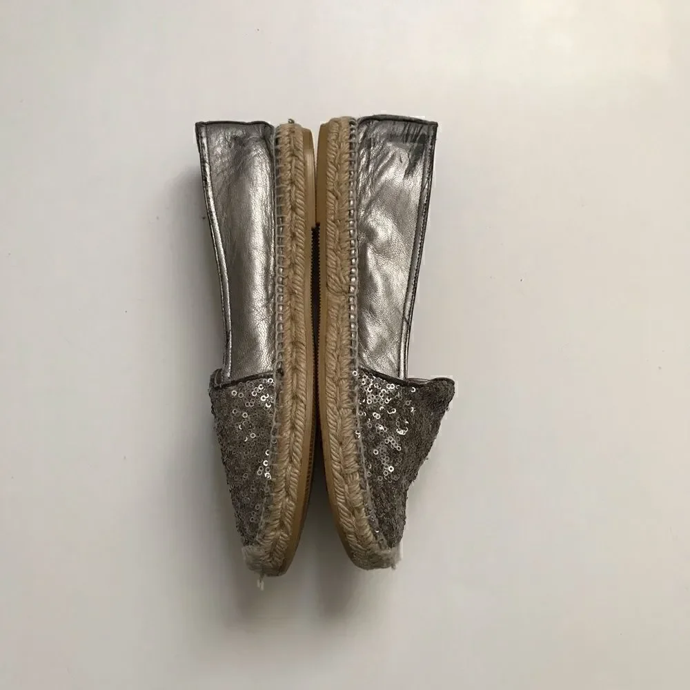 * Kenna * silver sequin espadrille flats